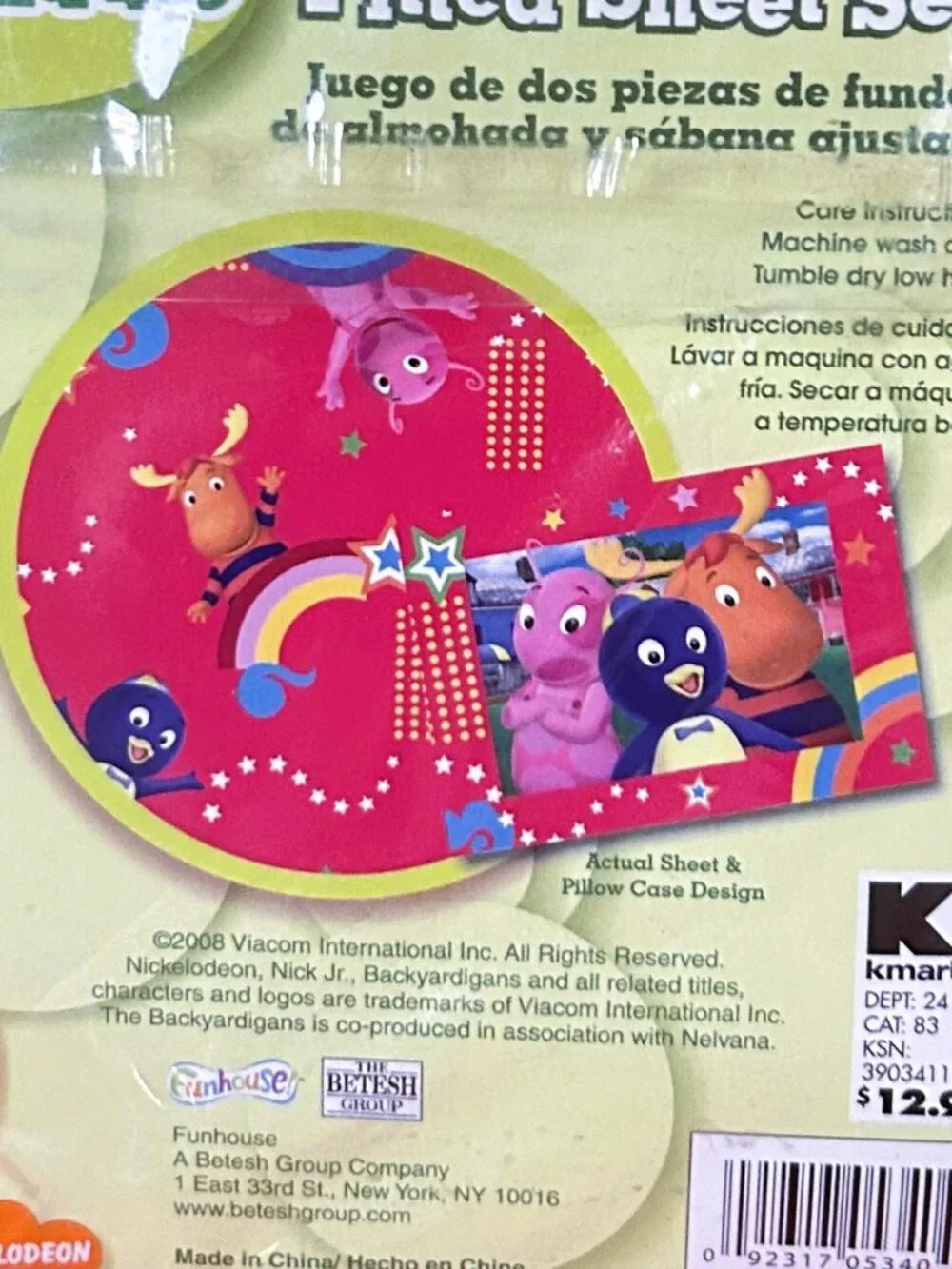 vintage~2pc Toddler bed Pillowcase+fitted Sheet Set~BACKYARDIGANS Nick Jr